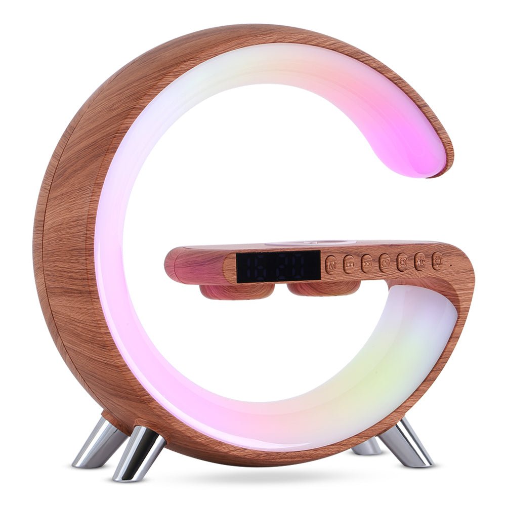 New Intelligent G Shaped LED Lamp Bluetooth Speake Wireless Charger Atmosphere Lamp App Control For Bedroom Home Decor - FIXORA